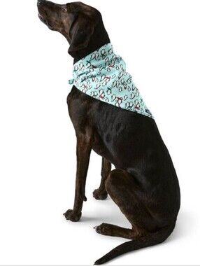 Lands' End Dog Bandana Large Light Blue Winter Penguin Print L